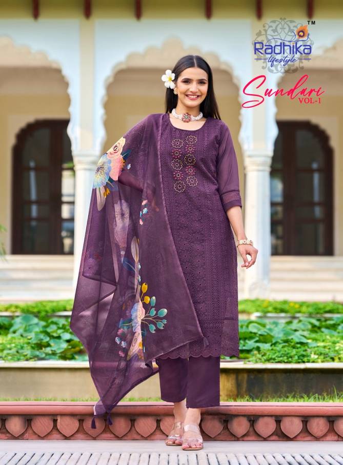 Sundari Vol 1 By Radhika Organza Kurti With Bottom Dupatta Wholesale Price In Surat
